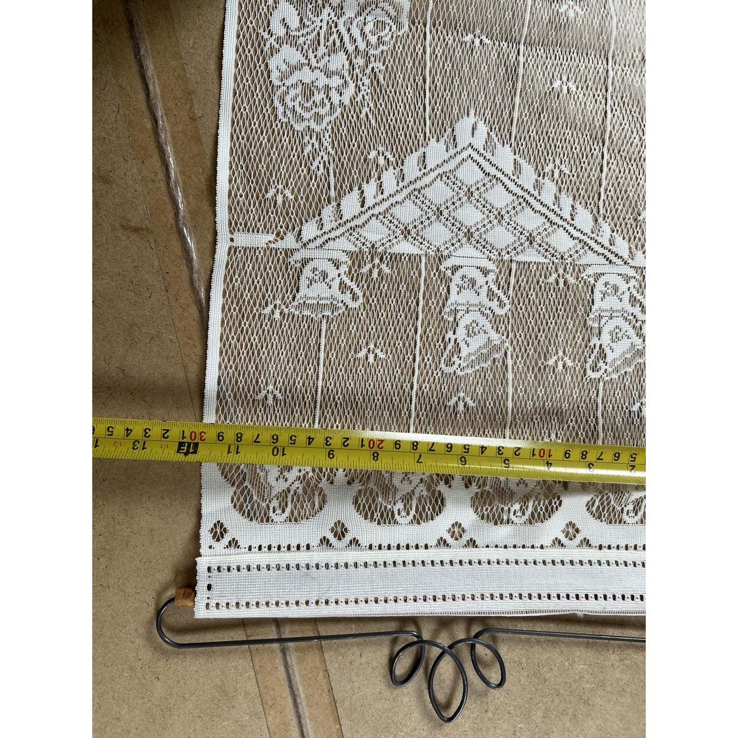 White Small Wrought Iron Ornamental Stand With Lace Panel Vintage Retro Ornate