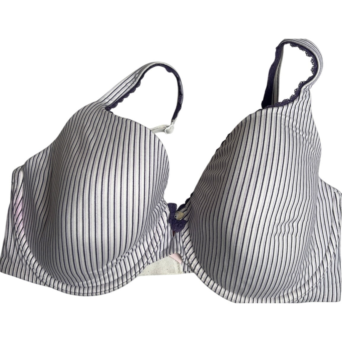 Body By Victoria's Secret Lined Perfect Bra 34DD White with Black Stripes