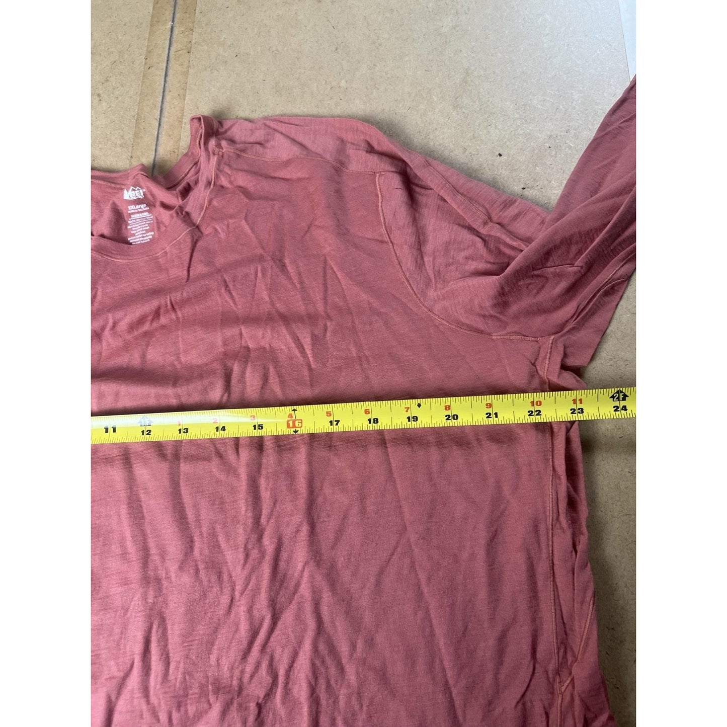 REI T-Shirt Unisex 2X-Large Pink Long Sleeve 100% Merino Wool Jersey Pullover