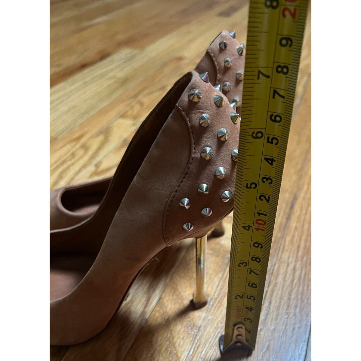 Schutz Women's Metallic Spike Pointed Toe Slip On Heels Size 8 B Medium