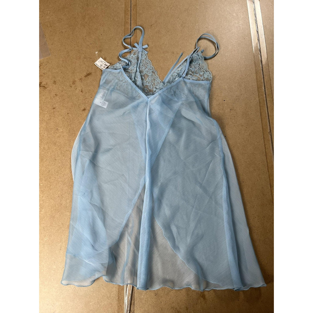Frederick's Of Hollywood Slip Womens S Blue Chiffon Lace Sheer Nightgown