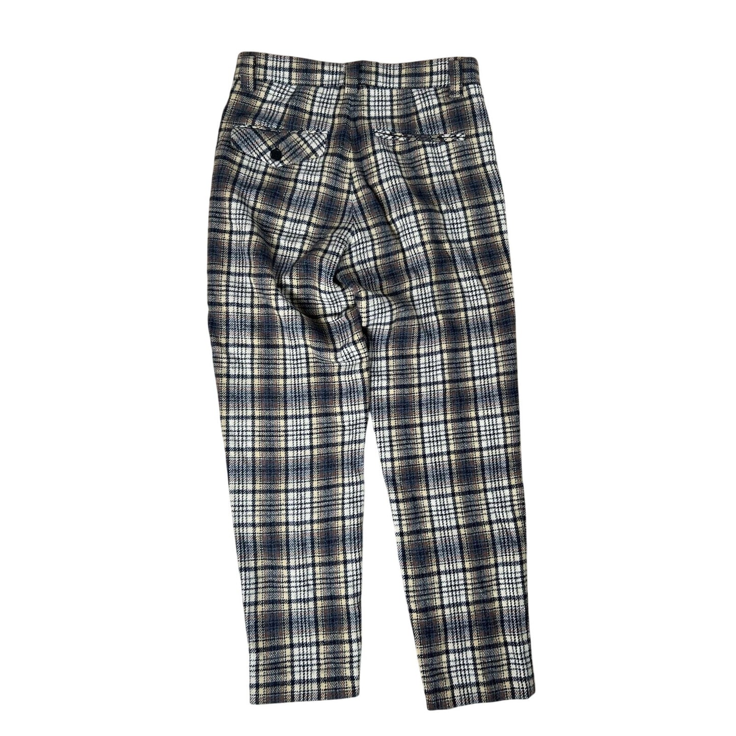 Sienna Pants Womens 12 Beige Plaid Ankle Wool Polyester Slim Lined Pockets Zip