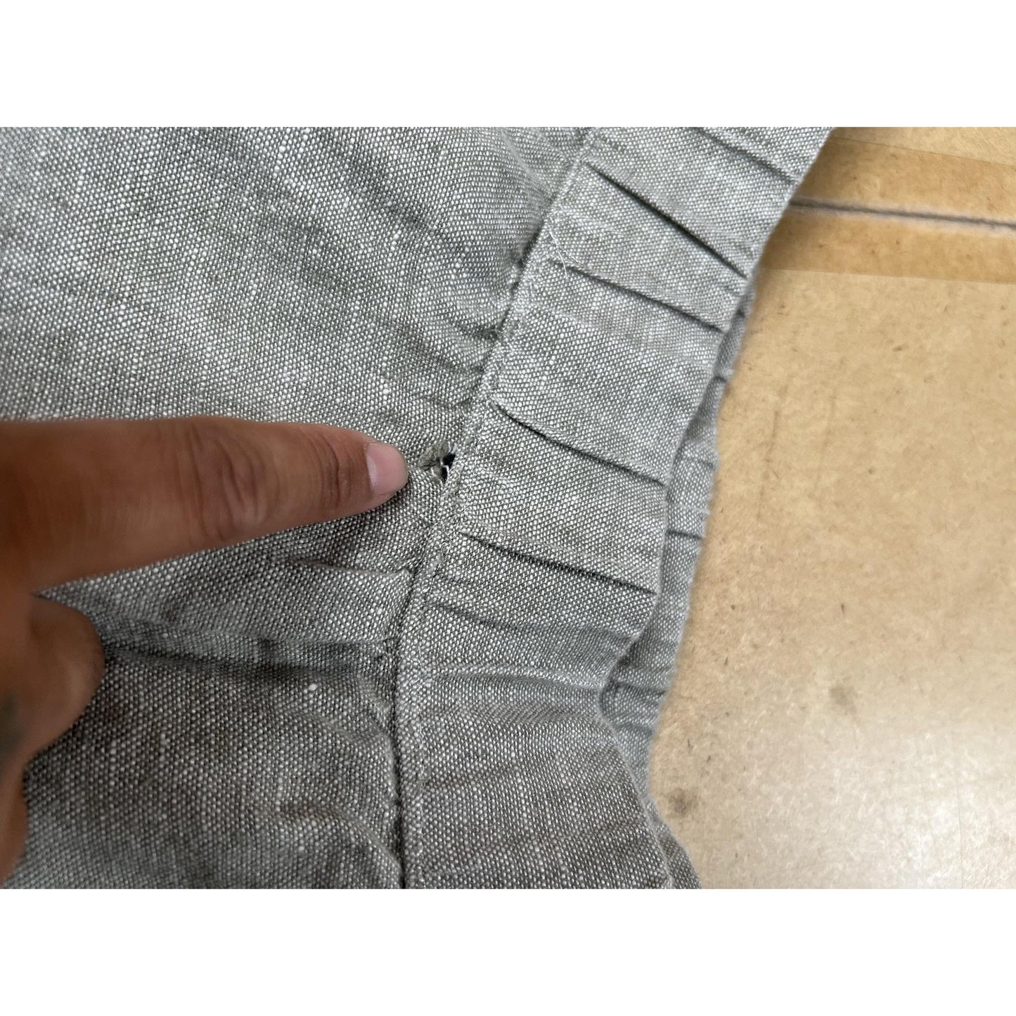 Pure Jill Pants Womens S Petite Gray Chambray Capri Elastic Waist Linen
