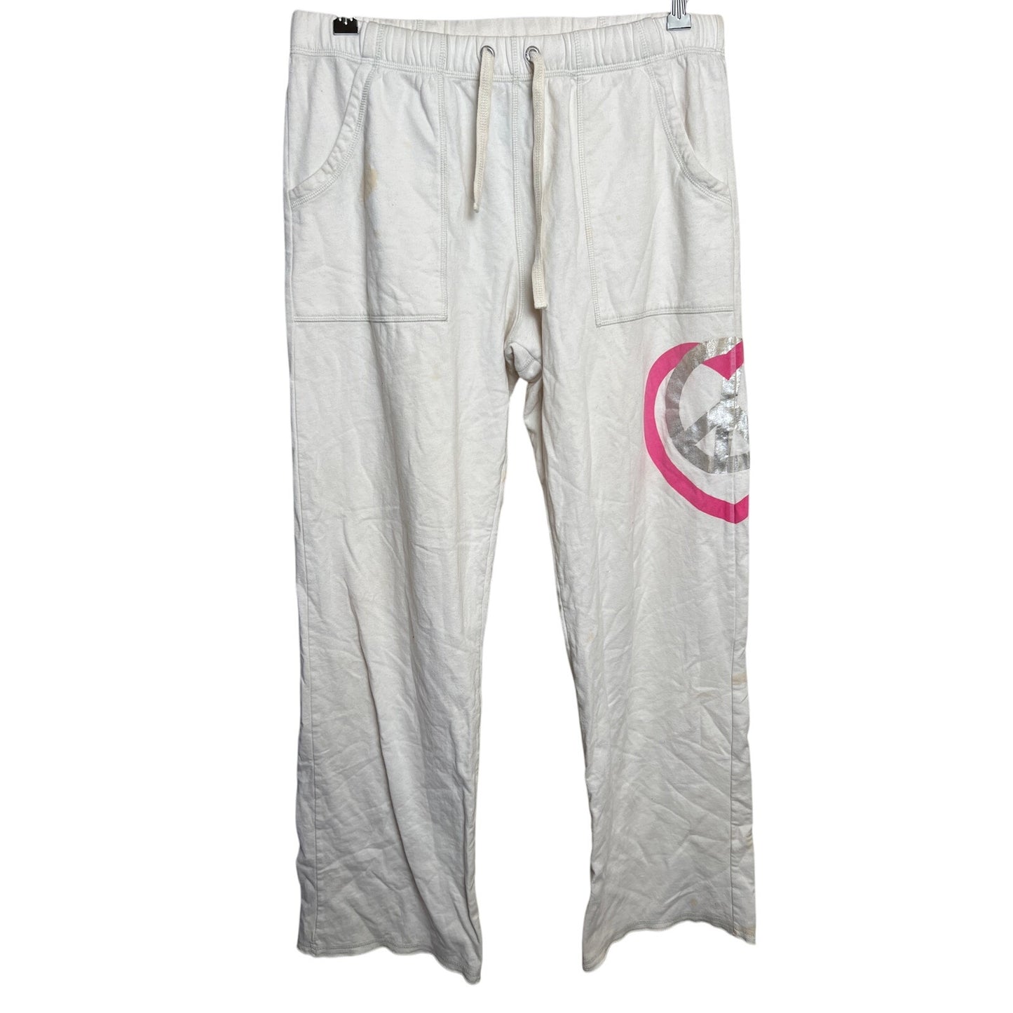 Y2K PINK Victoria's Secret Medium M Peace & Heart Graphic Sweatpants
