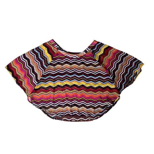 About A Girl... Blouse Womens L Multicolor Scoop Neck Kimono Sleeve Chiffon