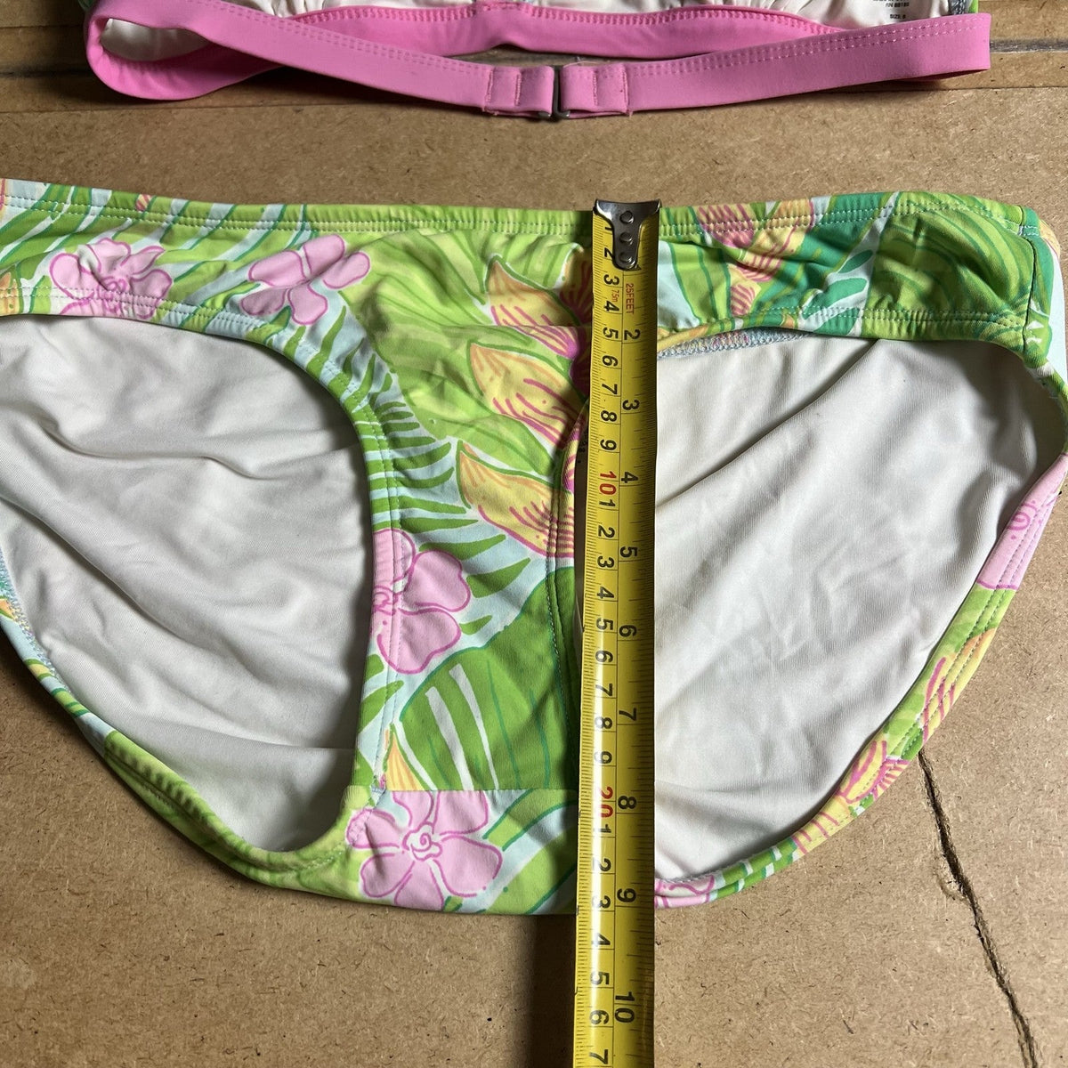 Lilly Pulitzer Bikini Womens 8 Green Floral Halter Adjustable Lined 2 Piece