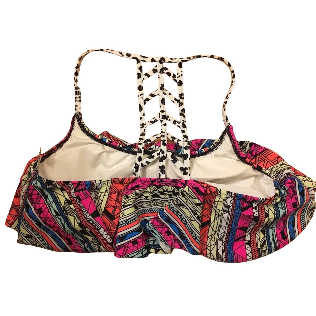 Victoria's Secret Pink Geometric Multi Color Swimsuit Top Sexy Back ~ Size S P