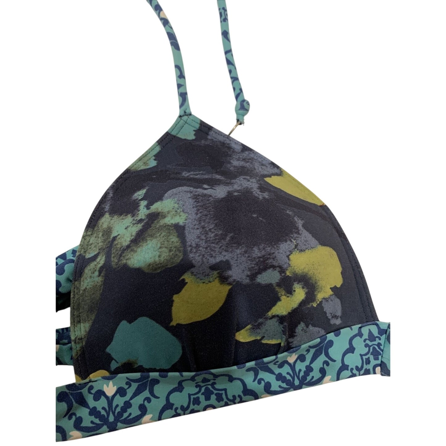 Gilly Hicks Women's Floral Blue Up Lift String Bikini Top Size Large L - EUC