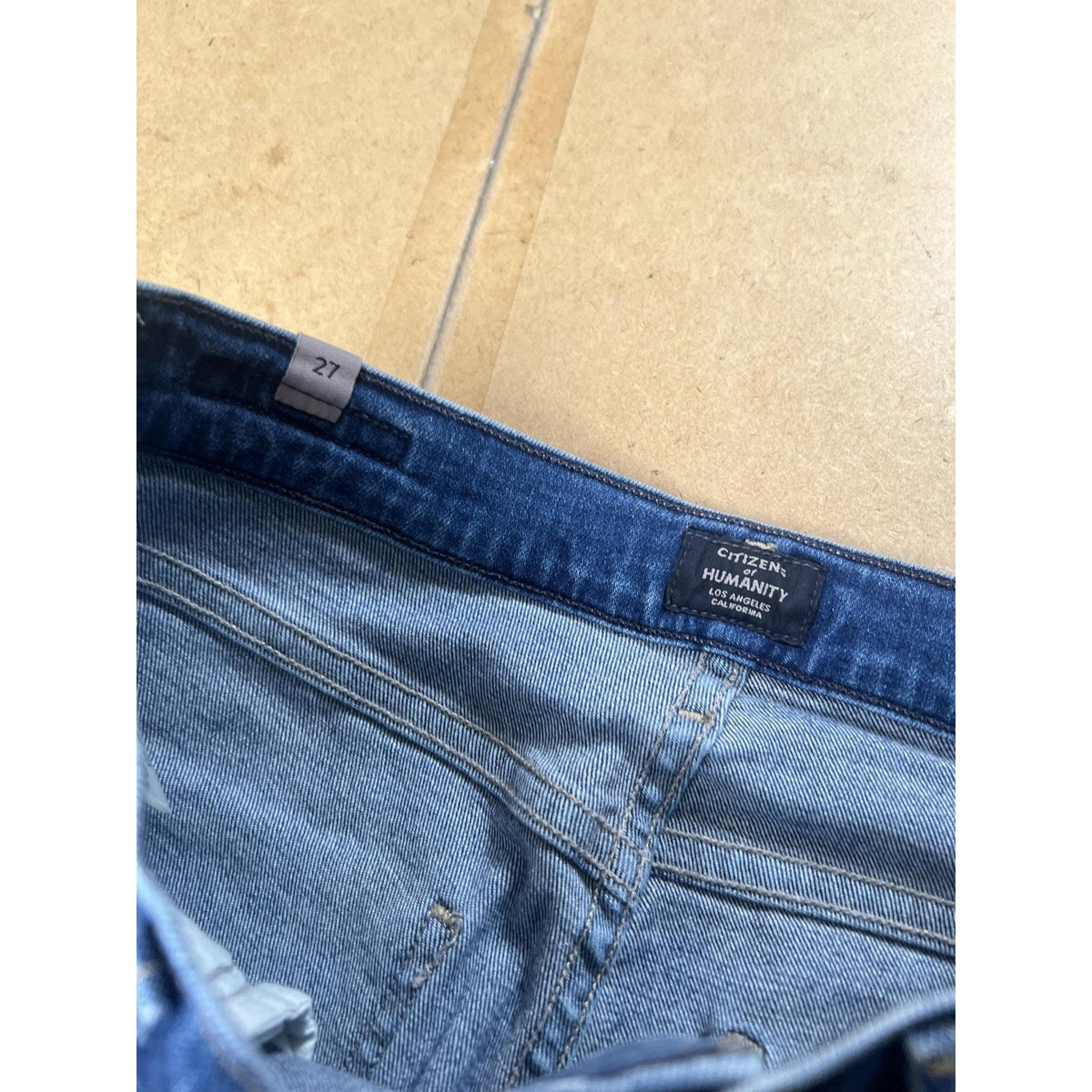 Citizens Of Humanity Pants Womens 27 Blue Cropped Denim Slim Frayed Hem