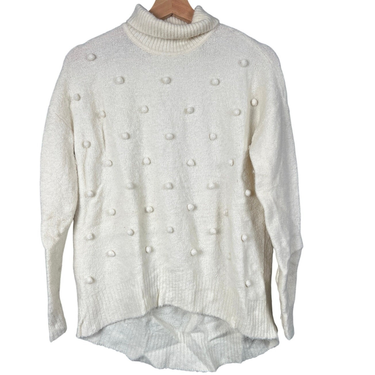 Madewell XS Snowglobe Bobble Turtleneck White Pullover Sweatshirt Nylon/Wool