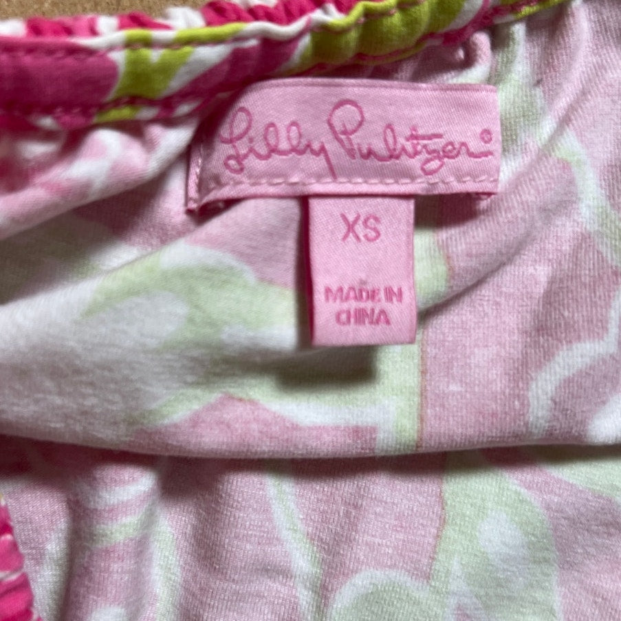 Lilly Pulitzer Pink Floral Women Off The Shoulder Top Size XS