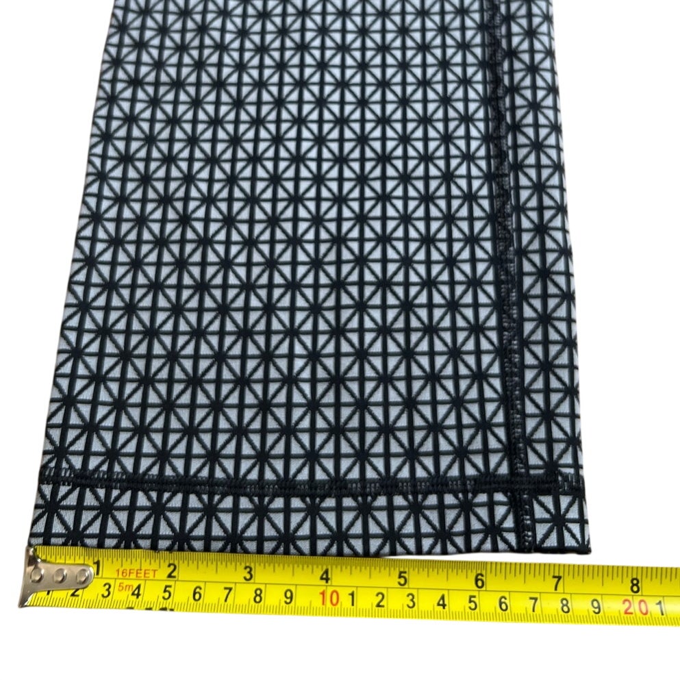 Lululemon Straight Up Pant Tri Geo Silver Spoon Black Luon Stretch Foldover Size 8