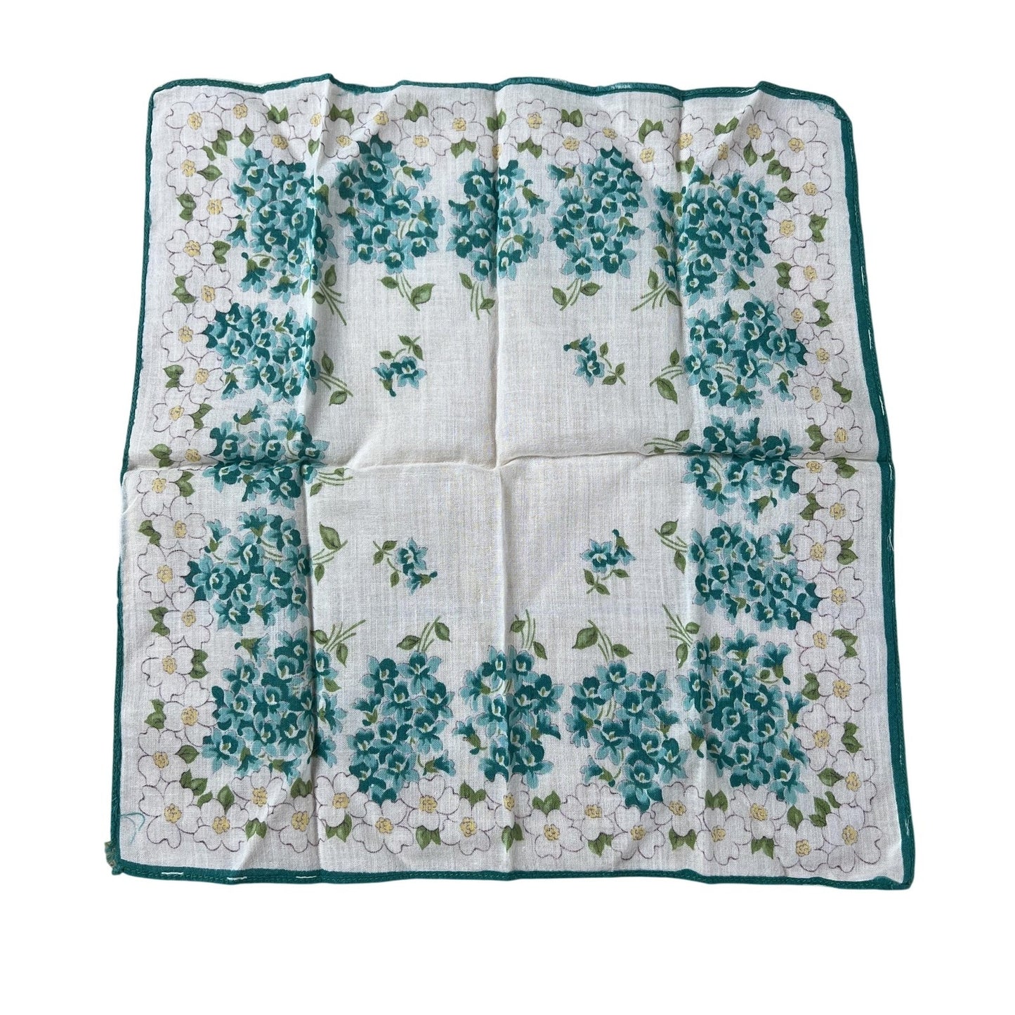 Handkerchief Mens One Size Aqua Floral 100% Cotton Lawn Pocket Square Accessory