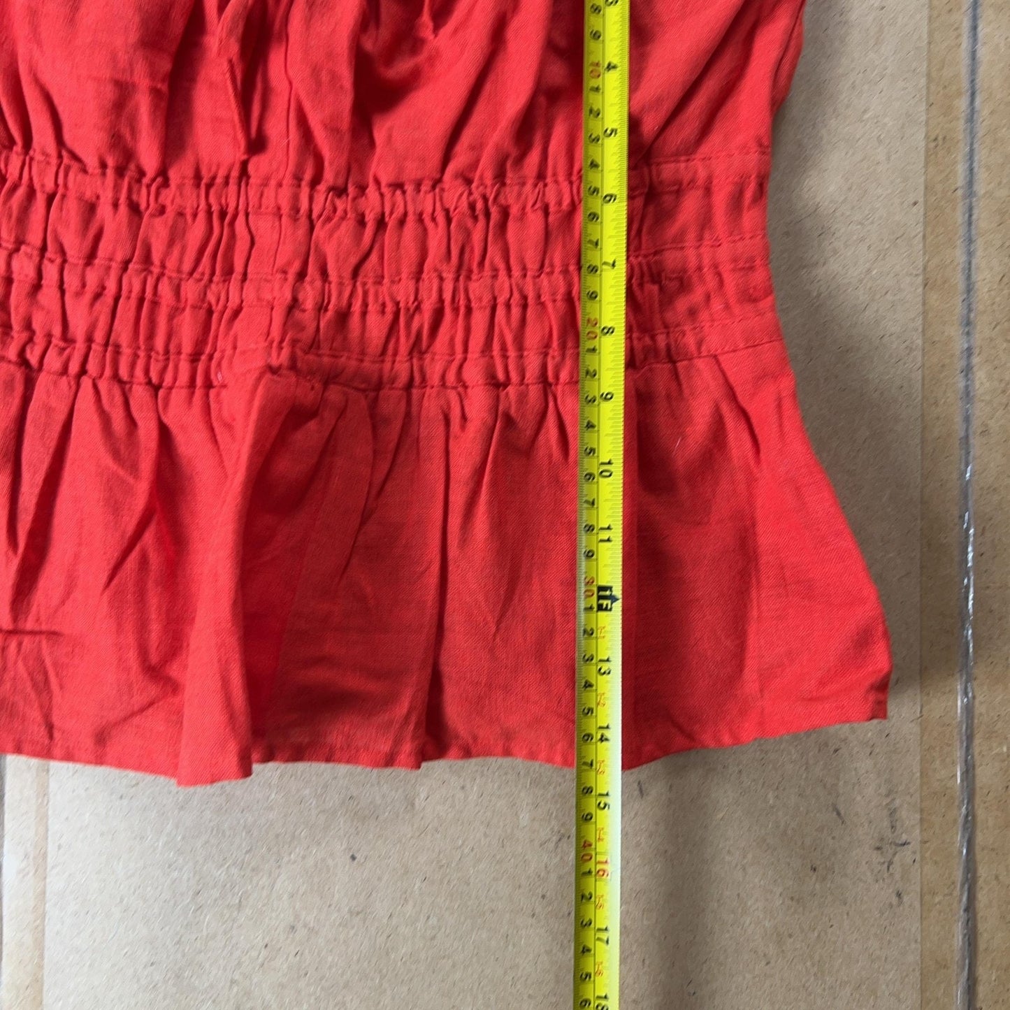 Tank Cropped Womens S Red Square Neck Ruffle Strap Elastic Waist Summer