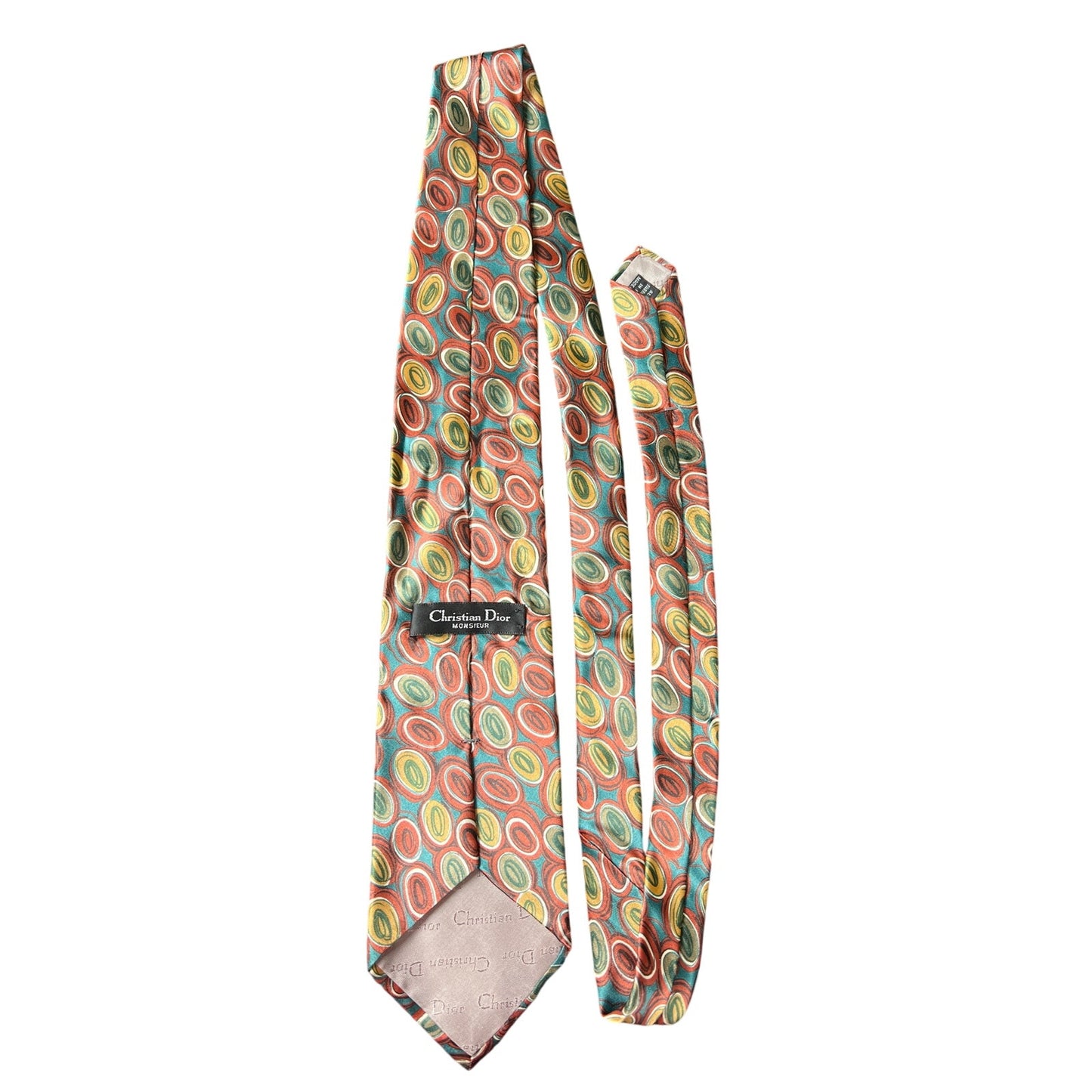 Christian Dior Monsier Paisley Circle Design Silk Necktie Red