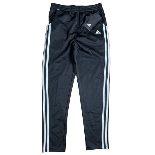 NWT Adidas Girls Track Pants Black 3 White Stripes Pockets Elastic Waist sz Medium