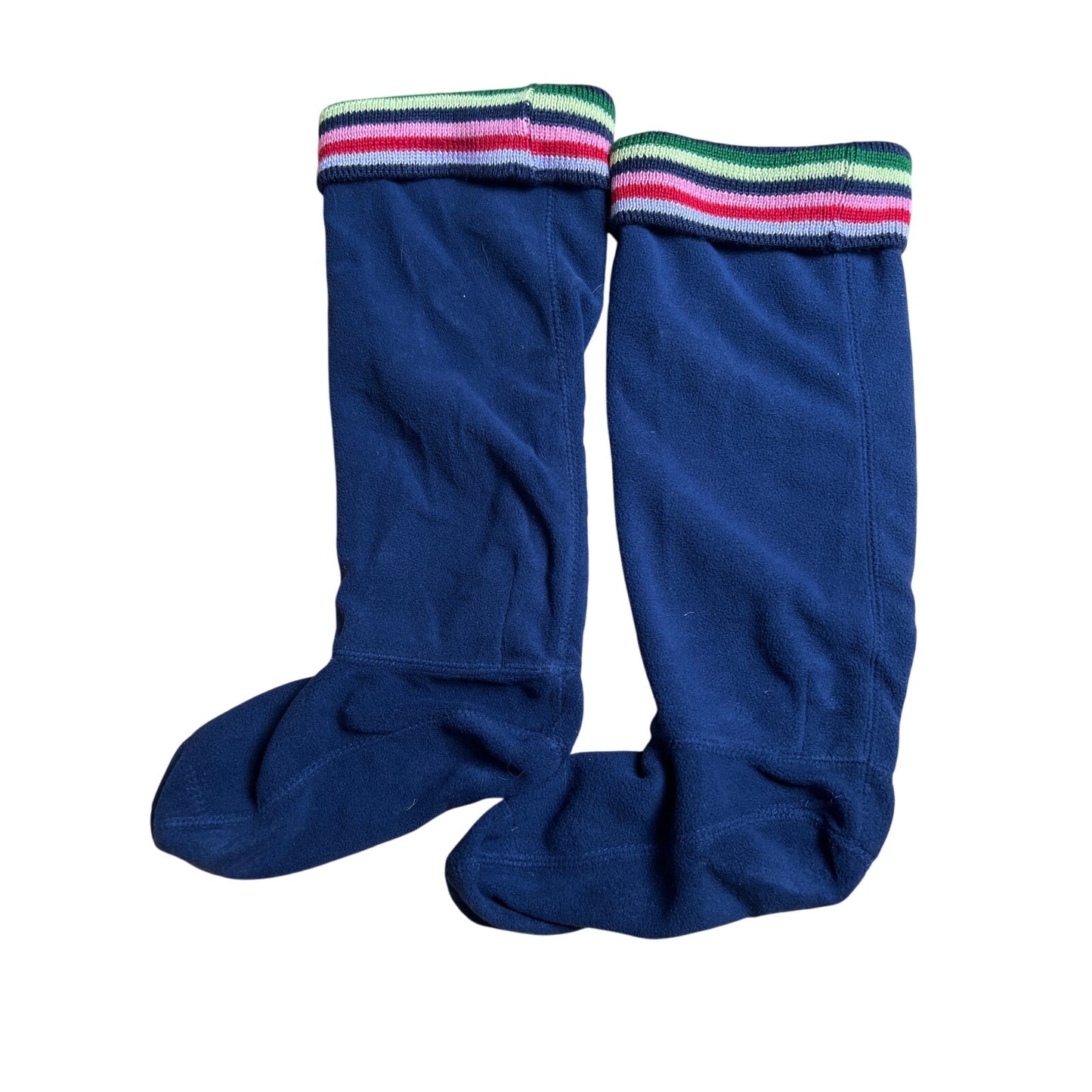 Hunter Girls Navy Blue  Multicolor Striped Cuff Welly Boot Socks Size M/L