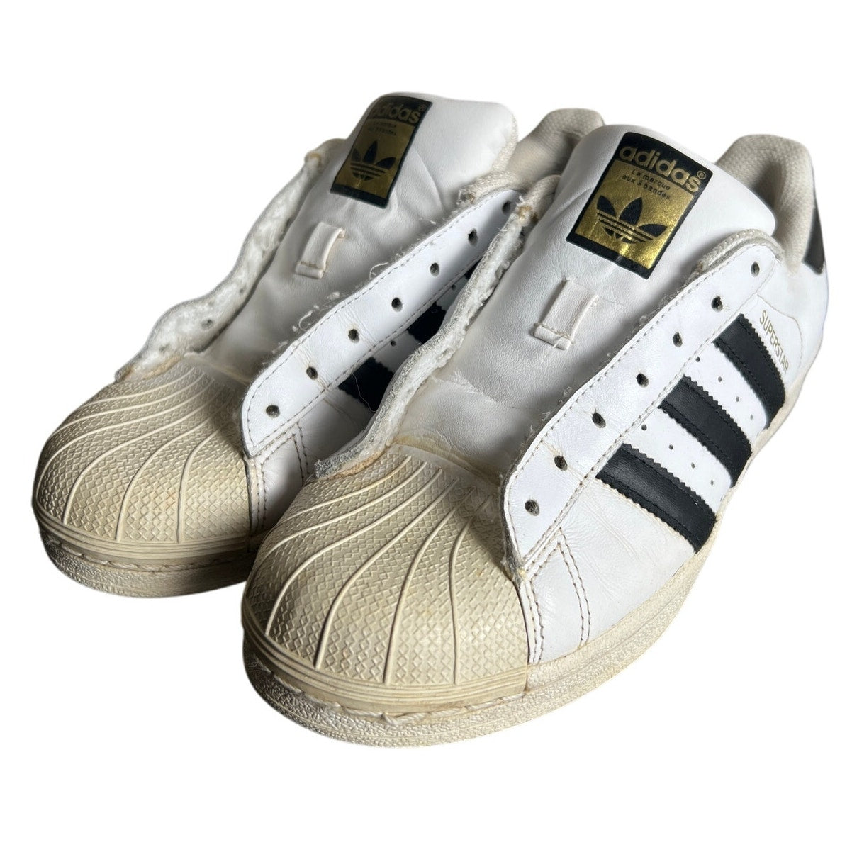 Adidas Superstars Laceless White Black Sneakers Size 8.5