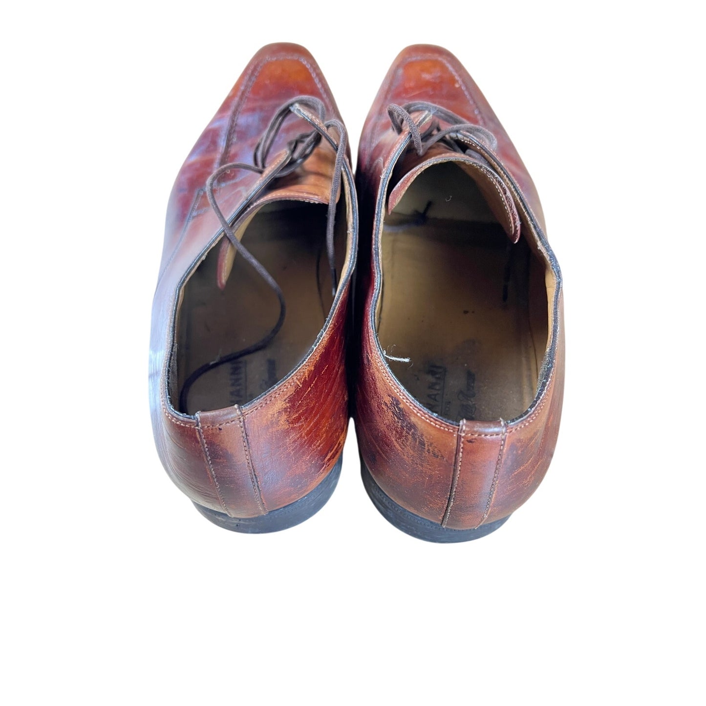 Magnanni Shoes Mens Size 11.5 Brown Derby Leather Lined Dress Square Toe