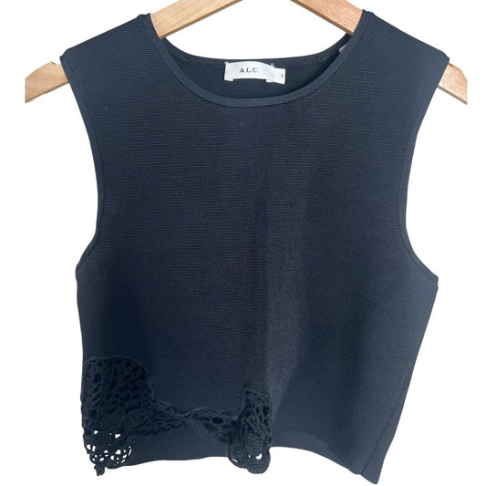 A.L.C. Small Black Sleeveless Cropped Shell Top