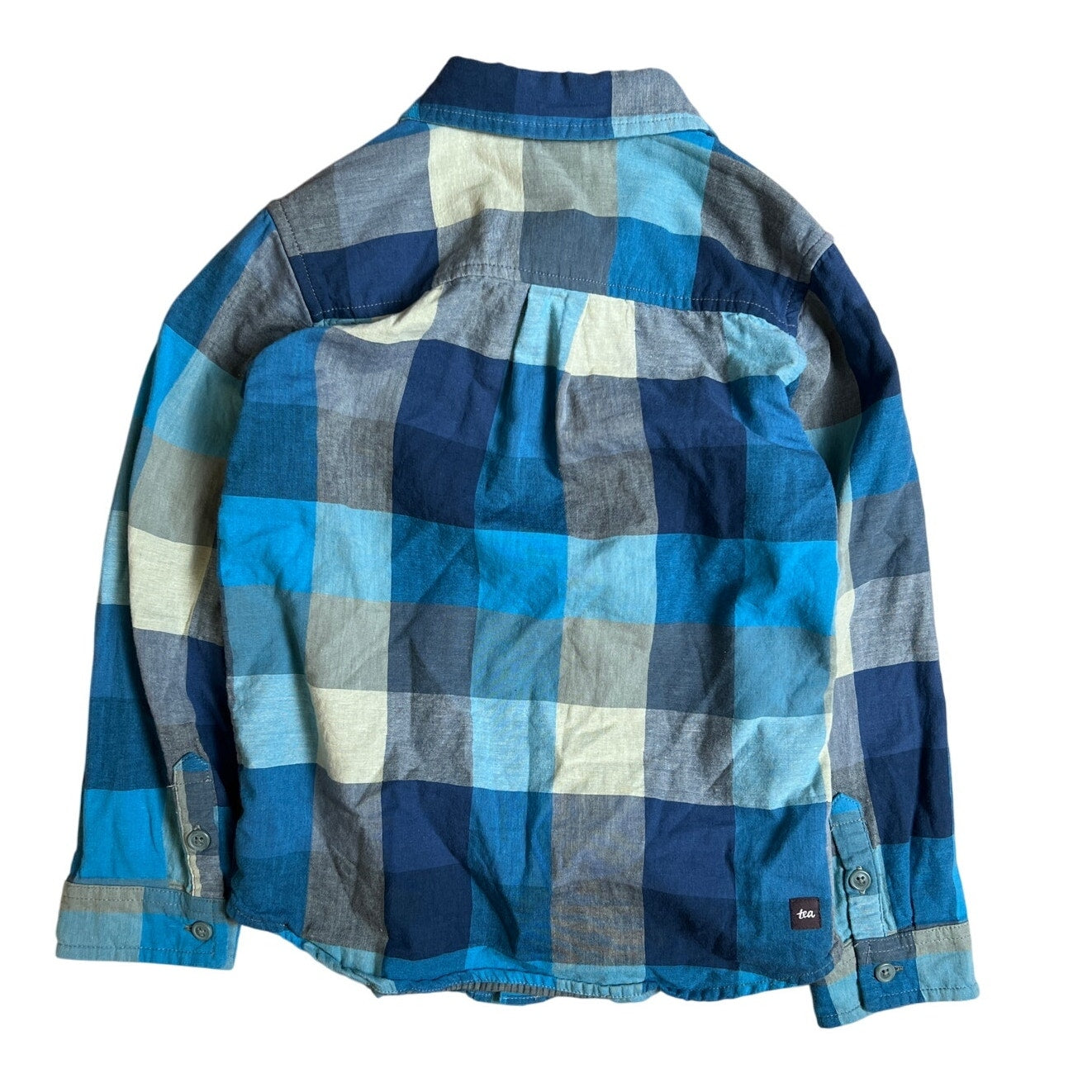 Tea Blue Gothenburg Plaid Button Up Shirt Boy Size 7