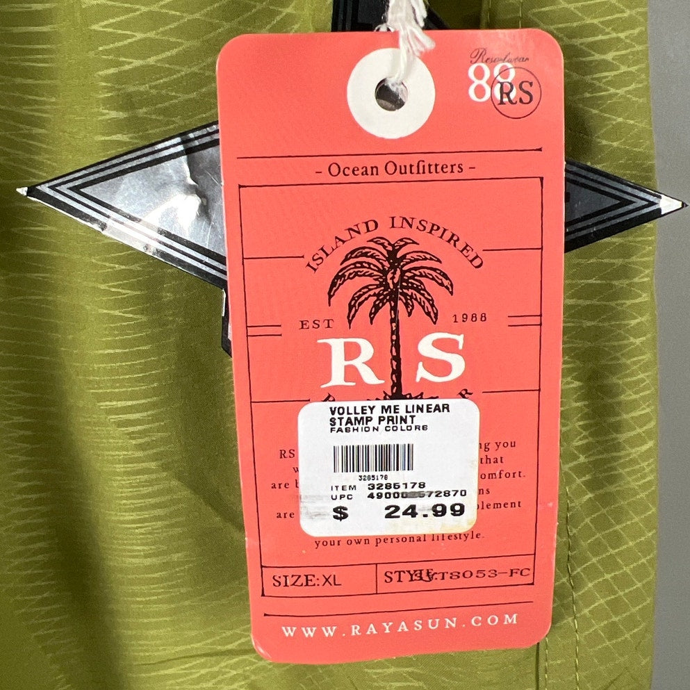 Rayasun Island XL NWT Inspired Volley Me Linear Stamp Print SHorts