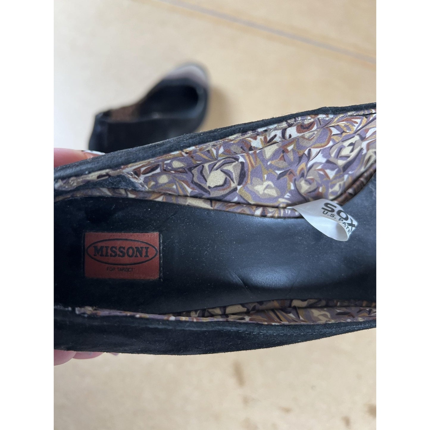 Missoni For Target Shoes Womens Size 5.5 Black Slip-On Suede Chevron Lined