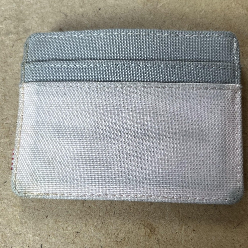 Herschel Wallet Mens One Size Pink Mini Canvas Credit Card Logo Striped Lining