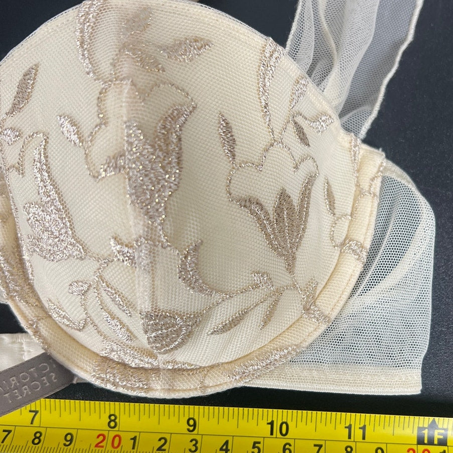 Victoria Secret 34C Women's Cream Balconette Bra Adjustable