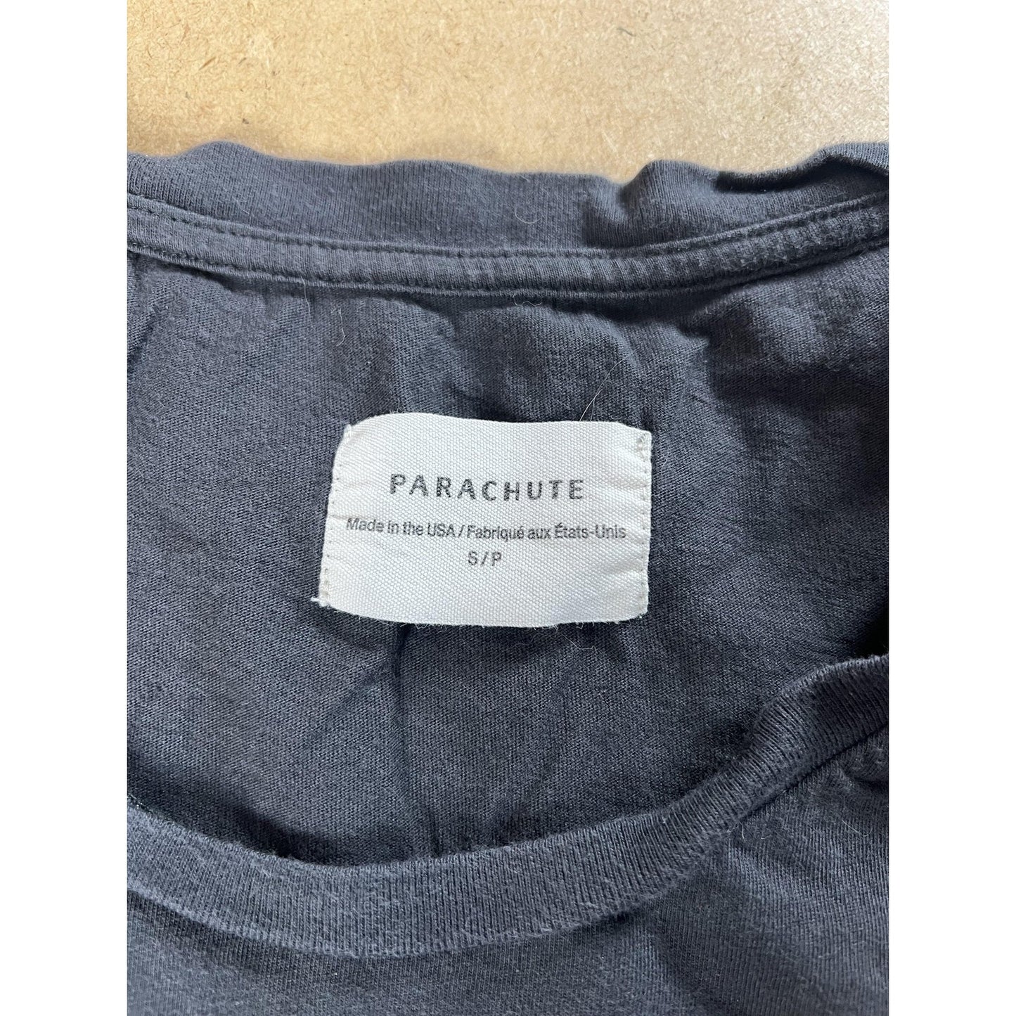 Parachute T-Shirt Womens S Black Crew Neck 100% Cotton Jersey Relaxed Casual