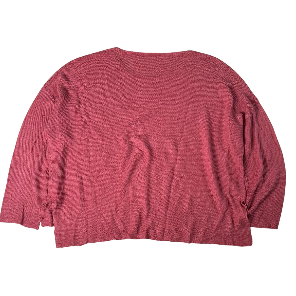 EILEEN FISHER Sweater Womens M Red Pullover Crew Neck Lightweight Linen