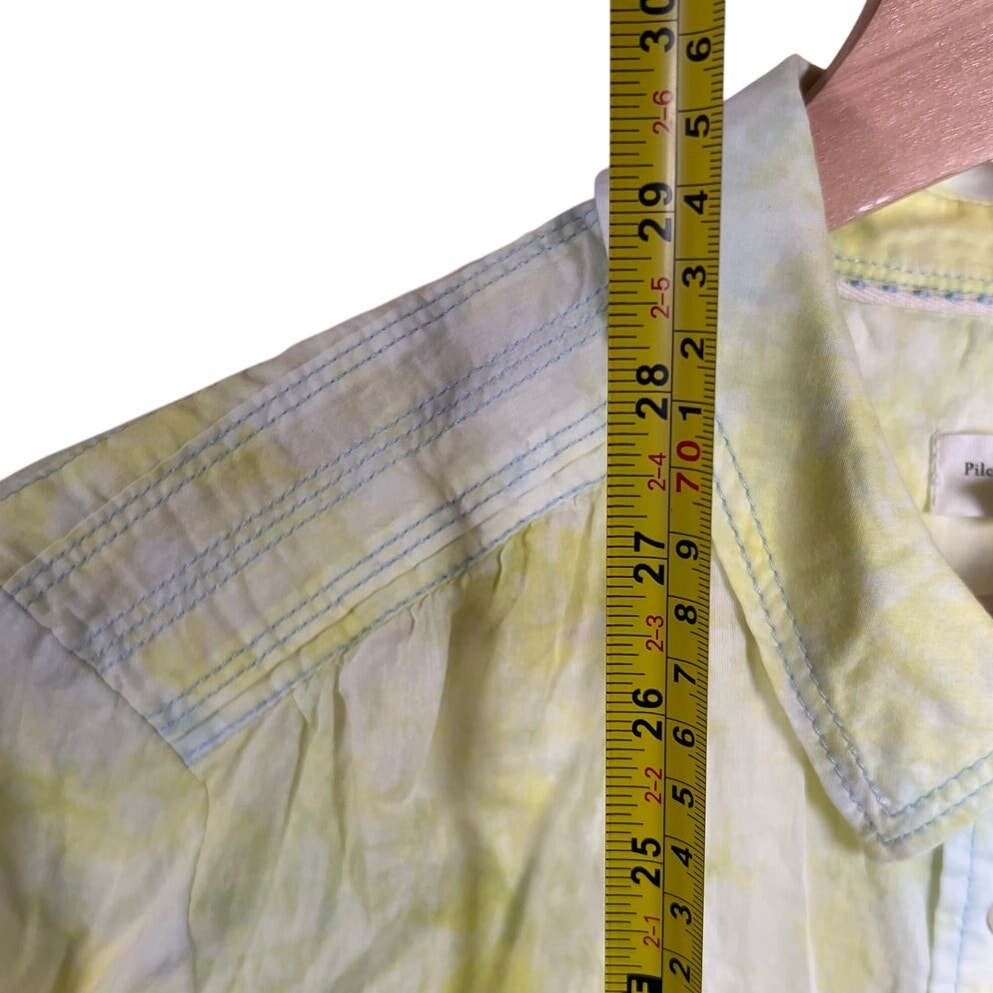 Anthropologie Pilcro Yellow Tie Dye Button Up Marbled Cate Button Down L
