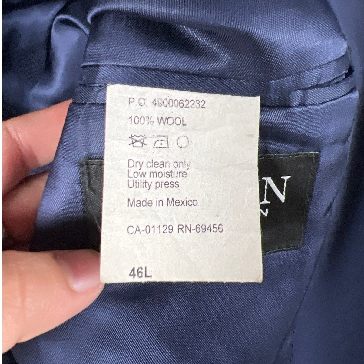 Ralph Lauren Macy's Men's Store Blue Blazer 46L 100% Wool