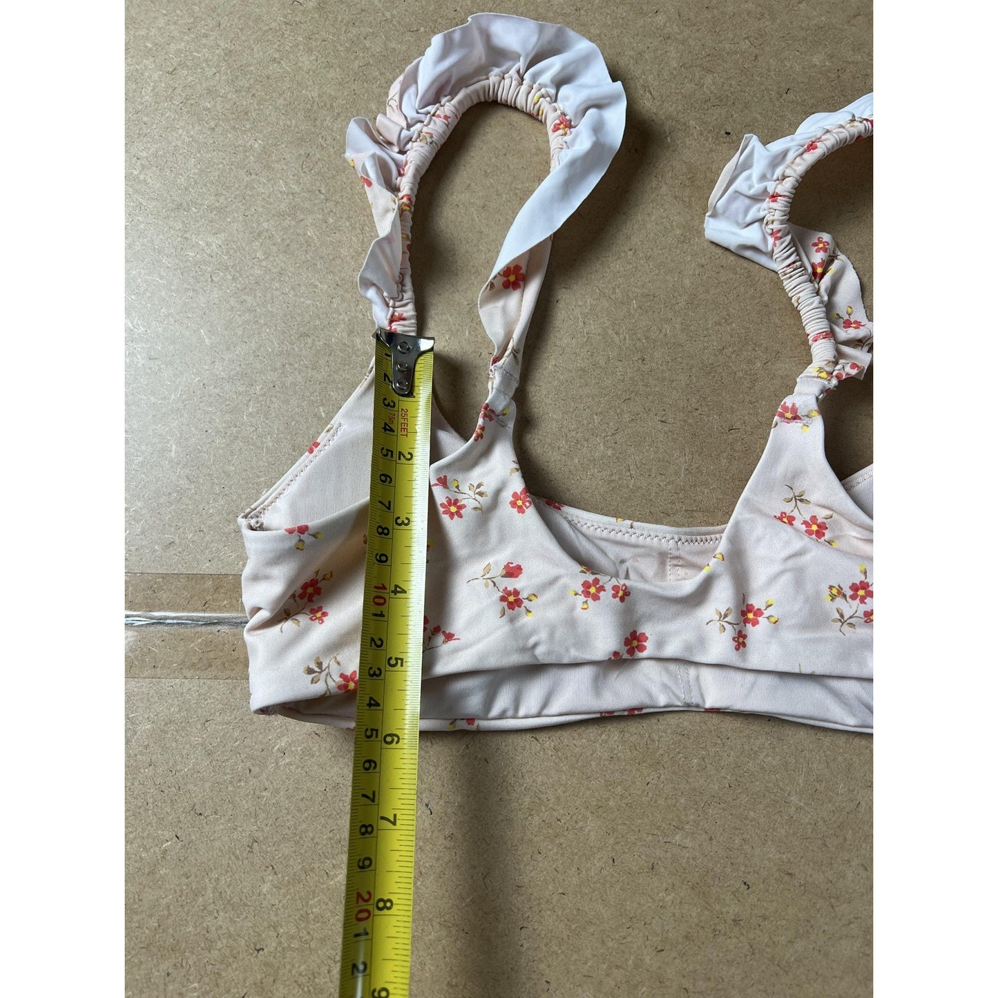 Aerie Bra Womens S White Bralette Floral Ruffle Lined Wireless Pullover