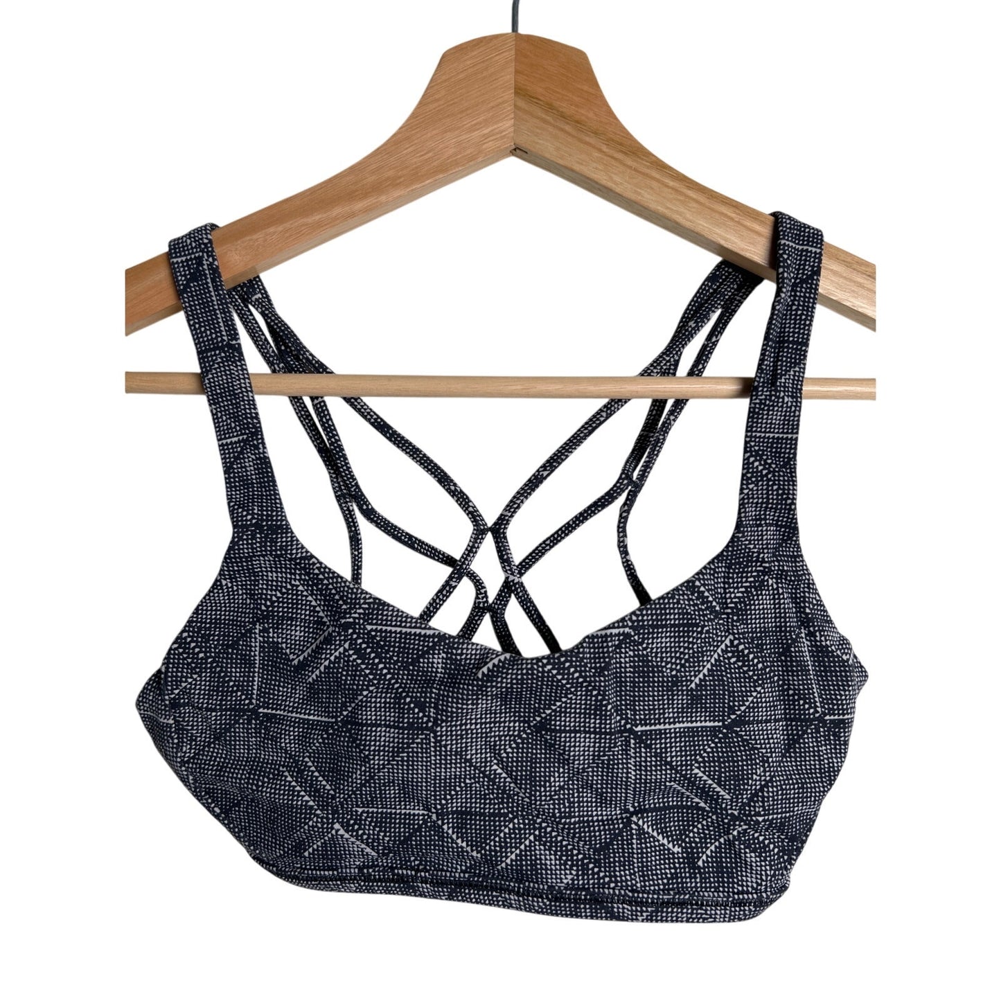 Lululemon Free To Be Zen Bra Women's 2 Black White Geometric Formation Athletic