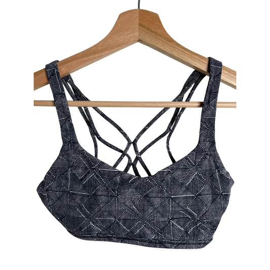 Lululemon Free To Be Zen Bra Women's 2 Black White Geometric Formation Athletic