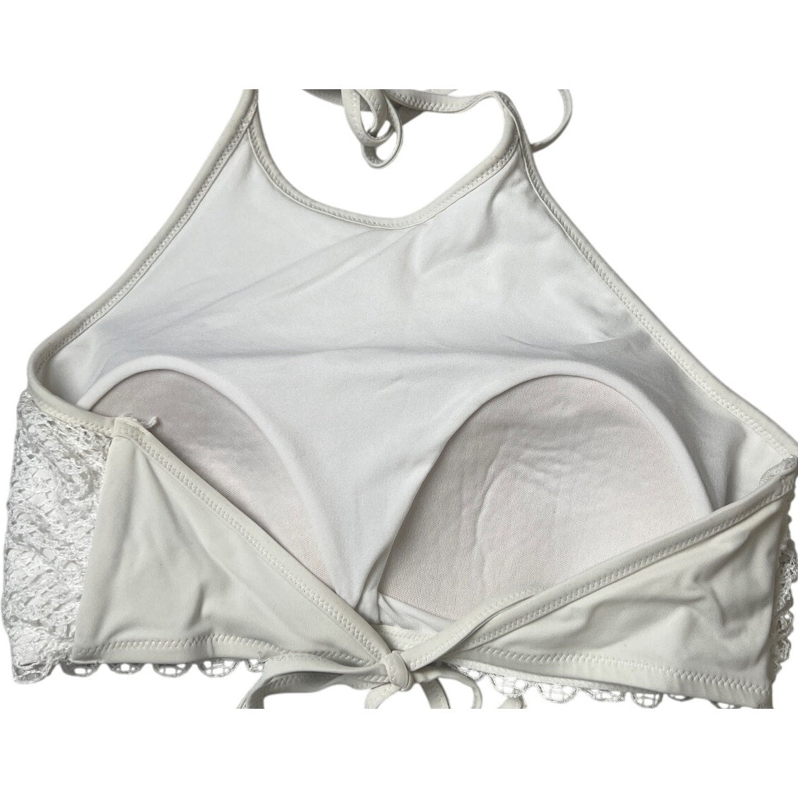 H&M Halterneck White Top Crochet Swim Size 12