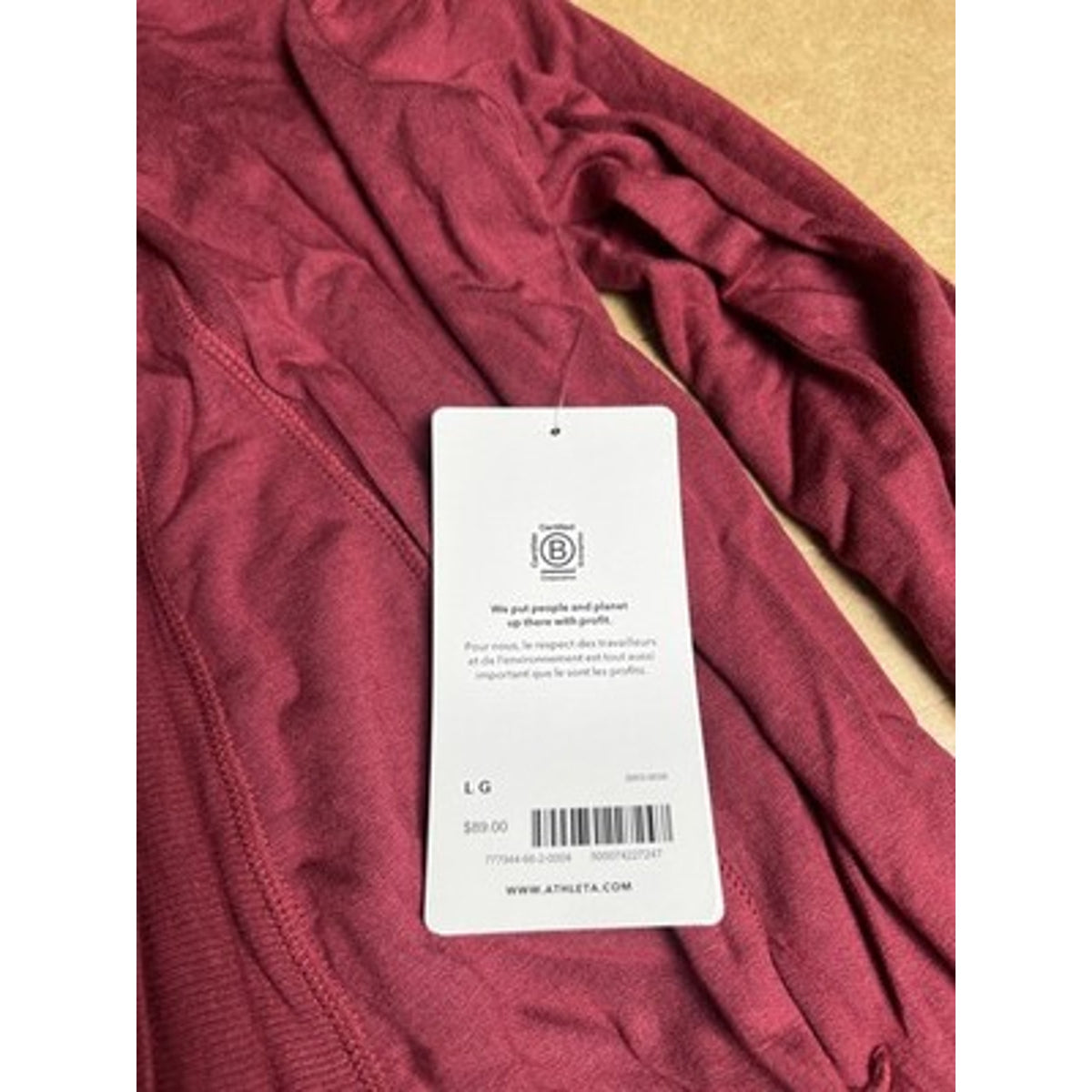Athleta Sweater Womens L Red Wrap Lightweight Open Stretch Modal Raglan Collared
