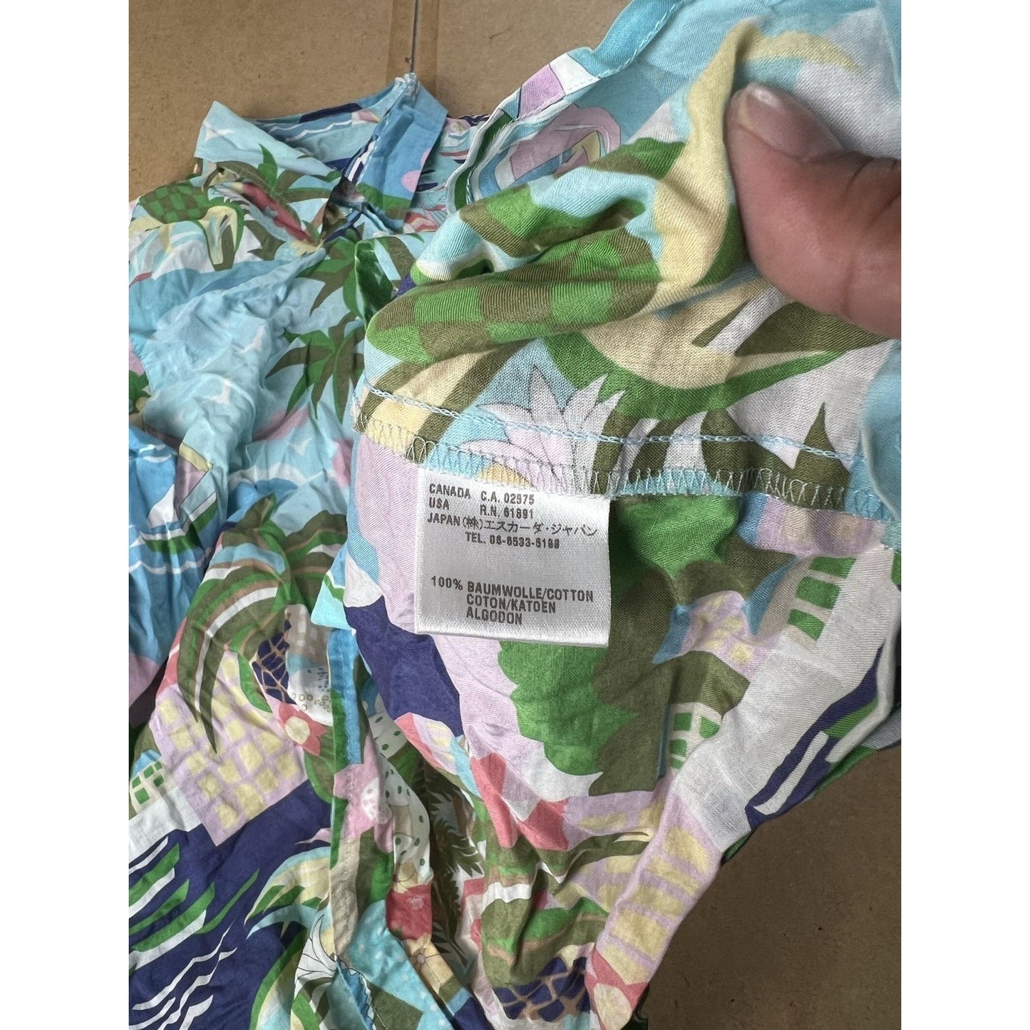 Escada Sport Tunic Womens M Blue Floral Button-Up Cotton Lightweight Relaxed