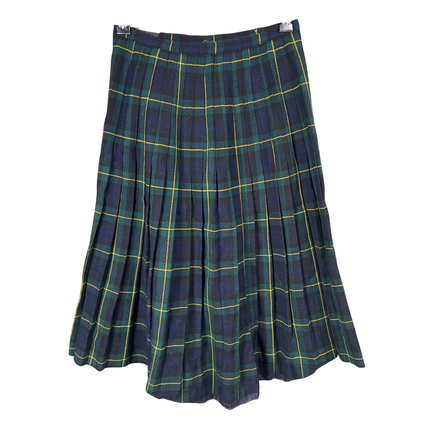 Vintage Scottish Export Mosbrook Green Plaid Ladies Tartan Kilt *Broken Clip*