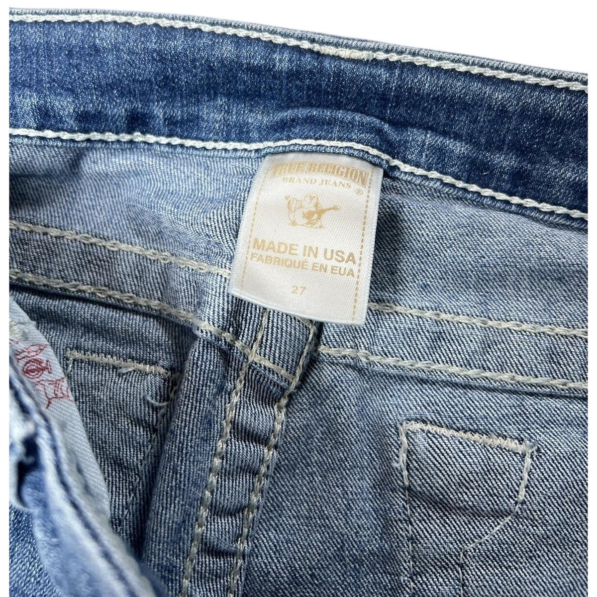 True Religion Pants Men 27 Blue Jegging Stretch Rhinestone Pockets Slim