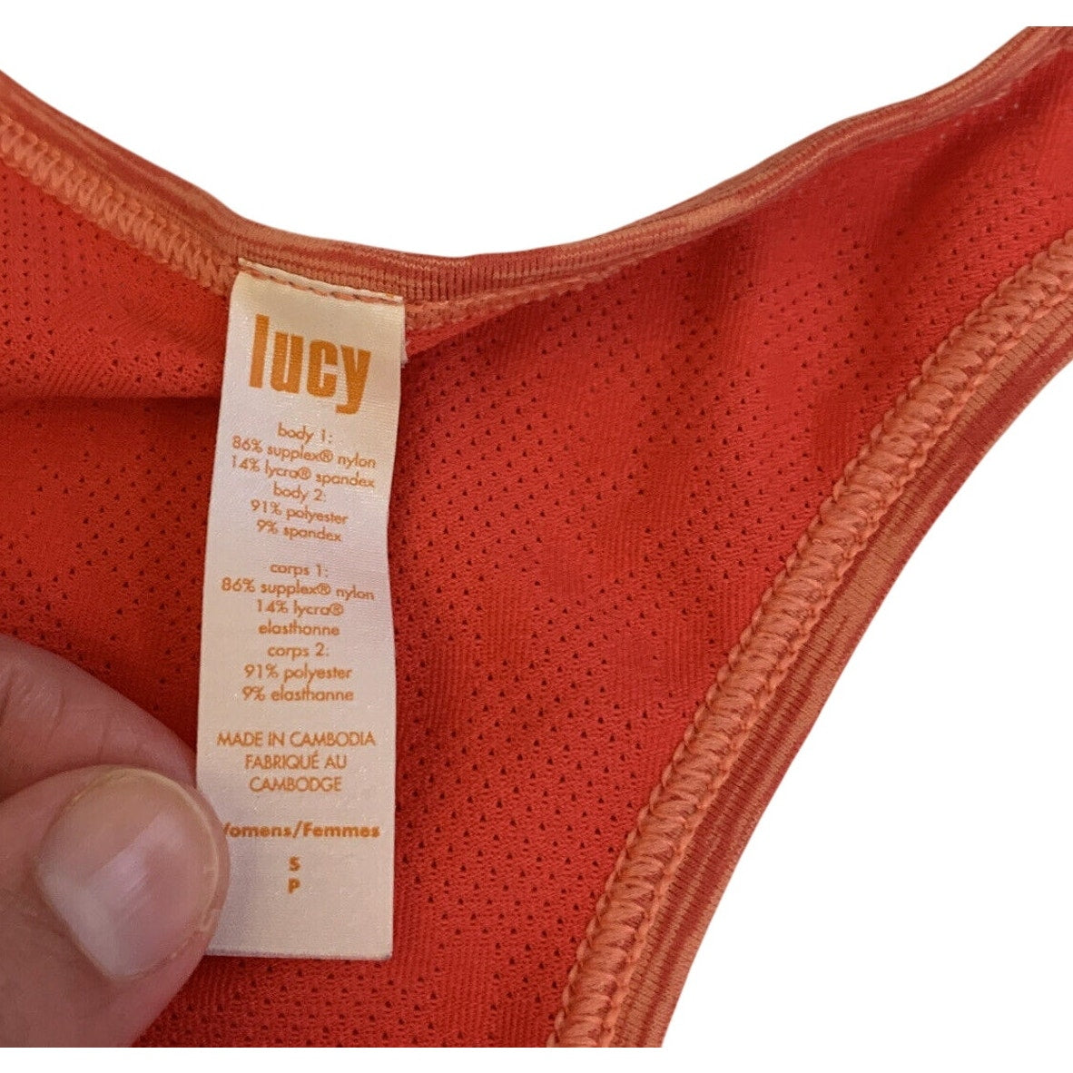 Lucy Tank Top Razor Back Women's Size S Orange And White - EUC