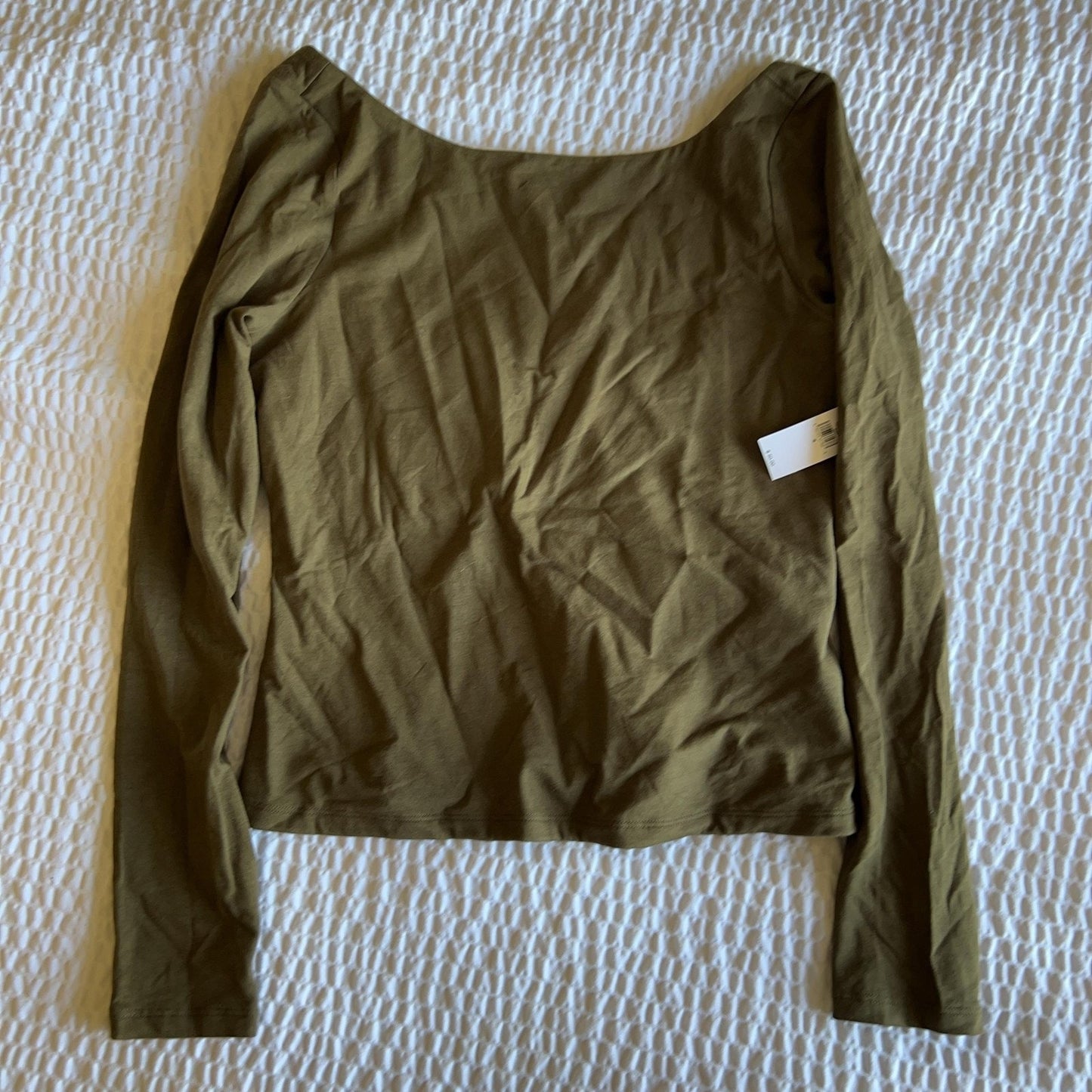 T-Shirt Womens S Green Scoop Neck Cotton Blend Jersey Slim Lightweight