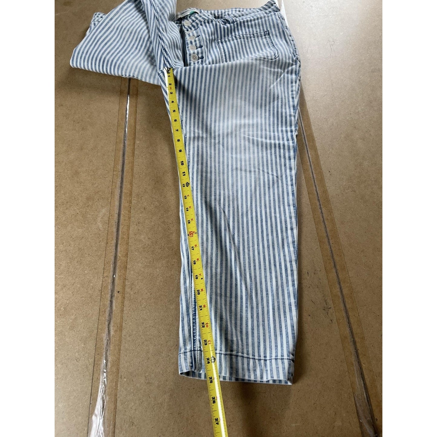 Pilcro By Anthropologie Pants Womens 18W Blue Striped Ankle Stretch Pockets