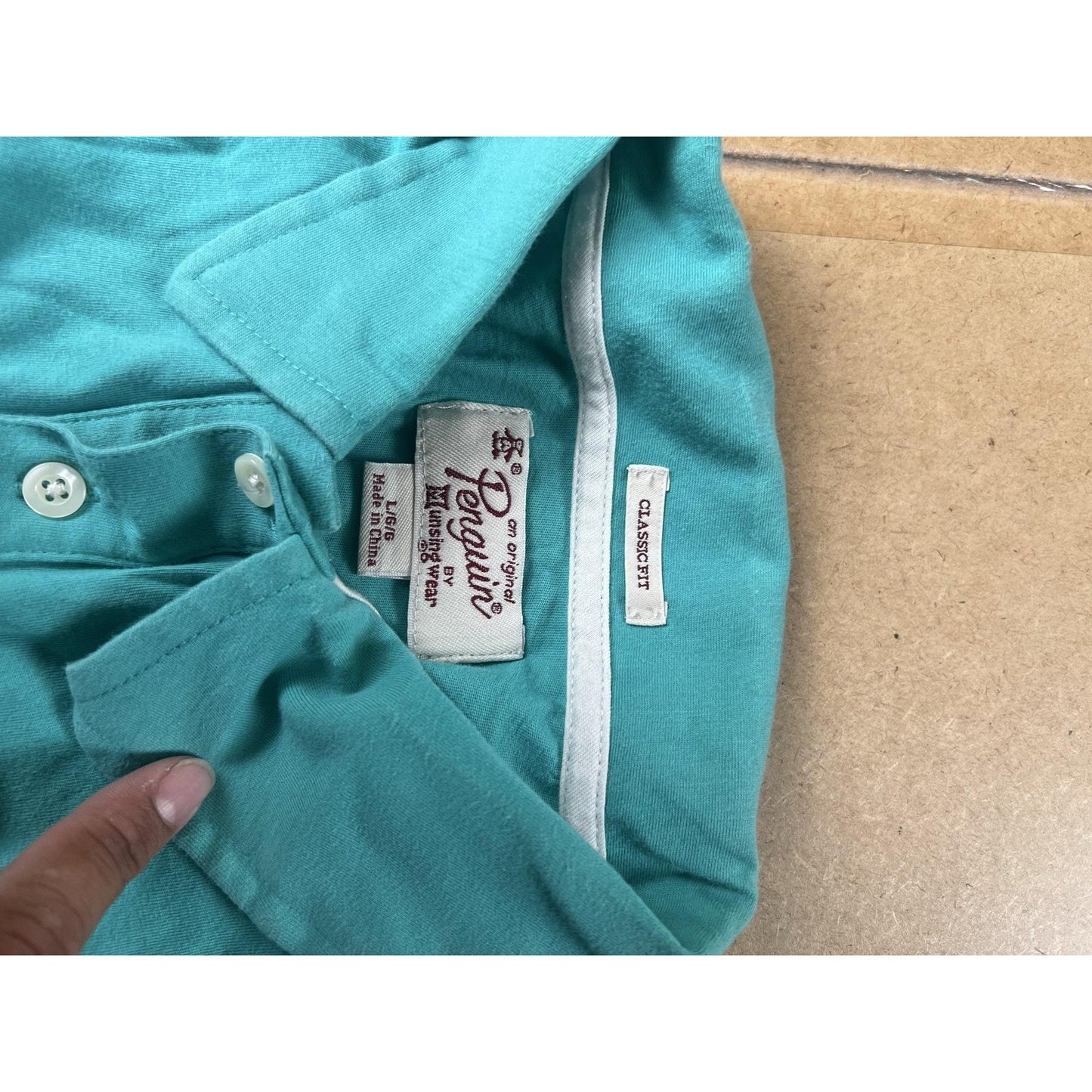 Original Penguin Polo Mens L Green Classic Fit 100% Cotton Pocket Collared