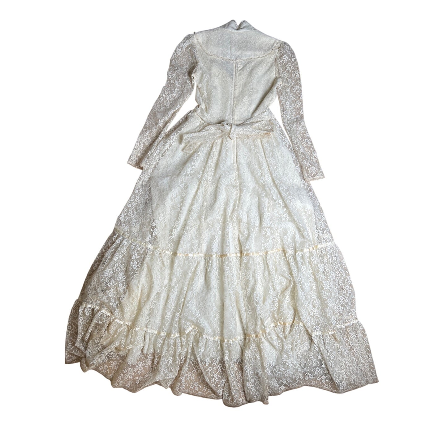 Vintage Gunne Sax White Lace Prairie Gown Dress Size 9