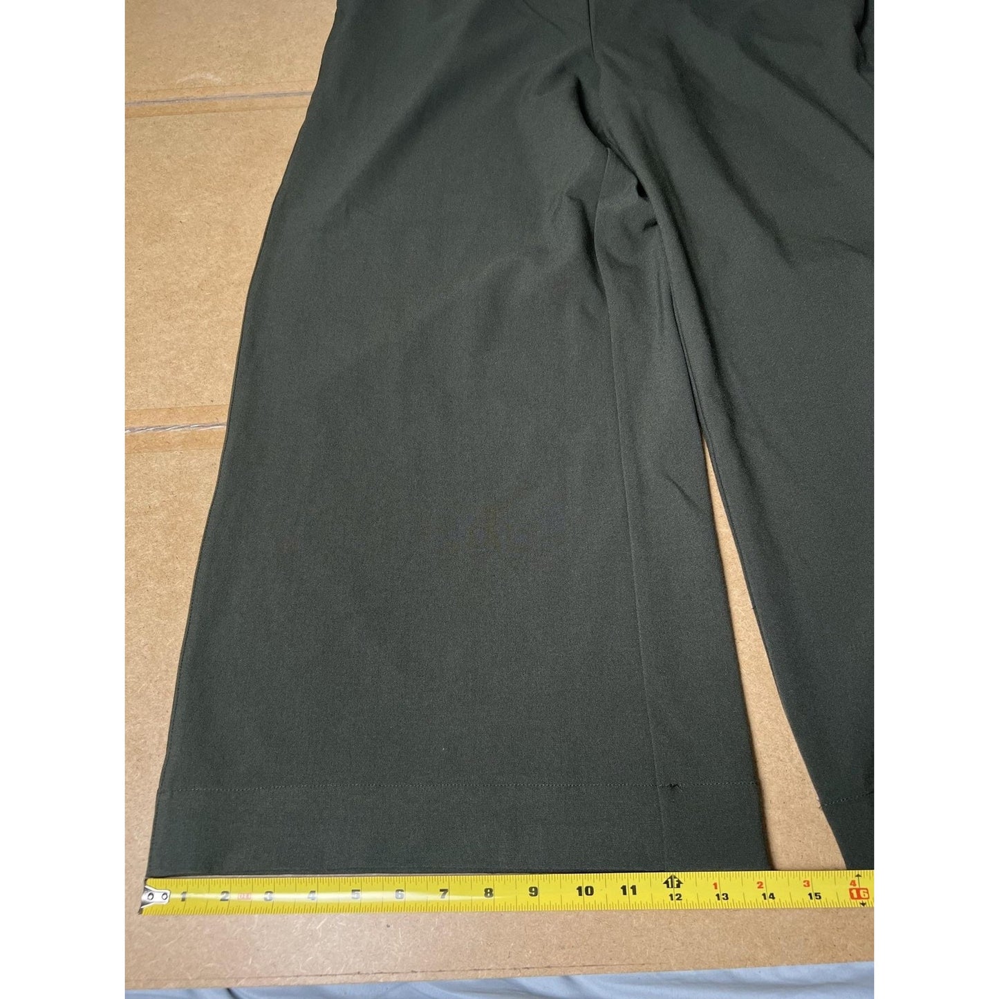 Stitch Fix Pants Womens XL Green Cropped Crepe Pull On Elastic Pockets Wide-Leg