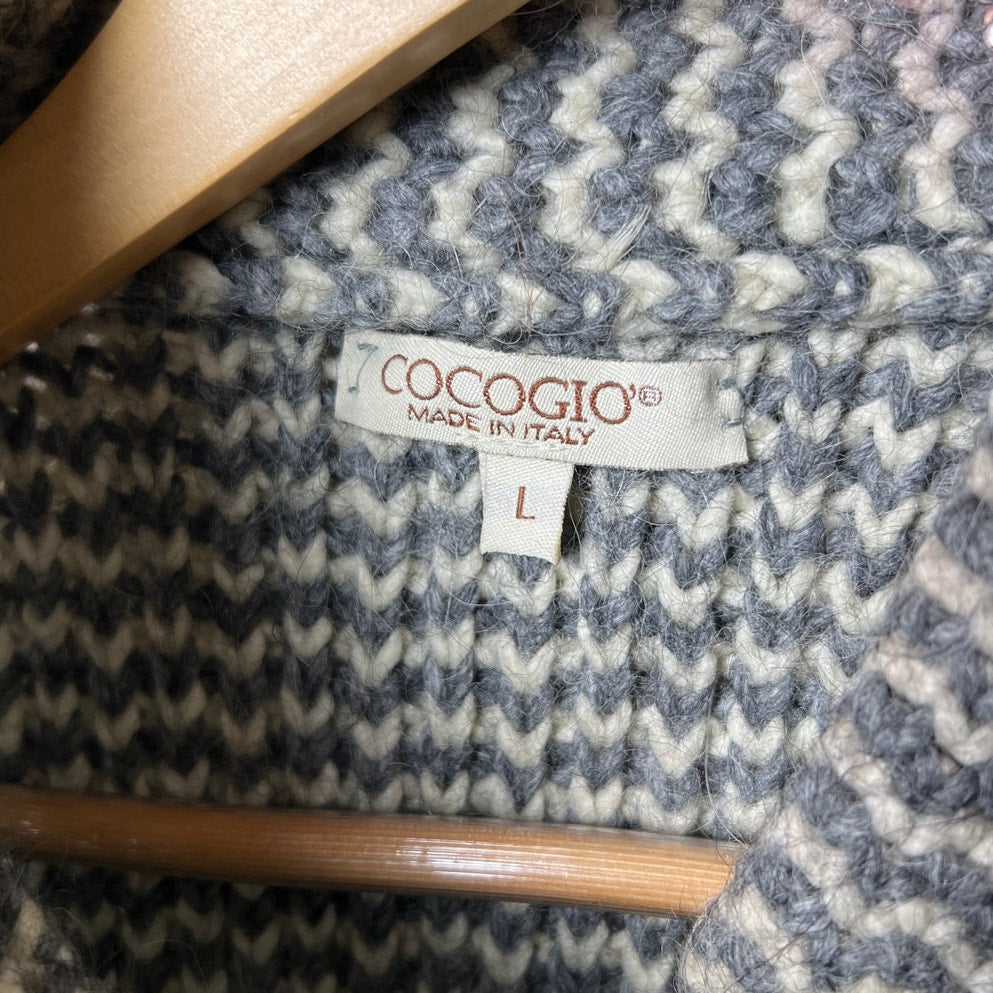 Cocogio Made In Italy Large Long Cardigan Sweater Button-Up Sweater Italy Gray