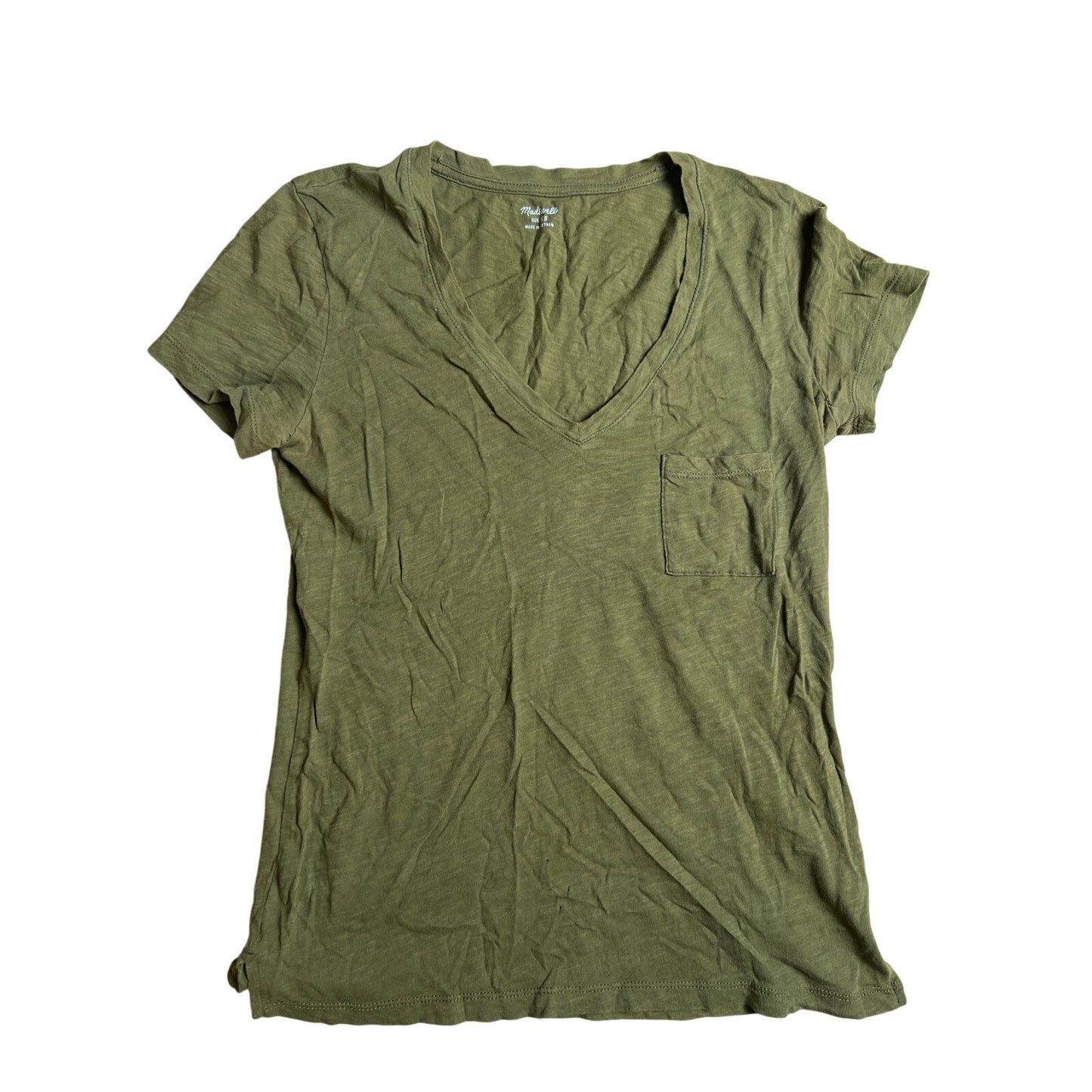 Madewell Olive Green V-Neck Pocket Tee Women Size XS