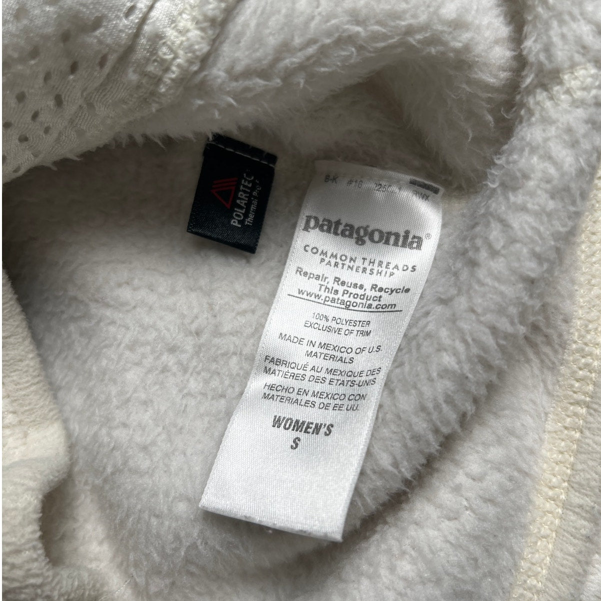 Patagonia Re-Tool Snap-T Fleece Pullover Women's S Off White/Raw Linen Polartec